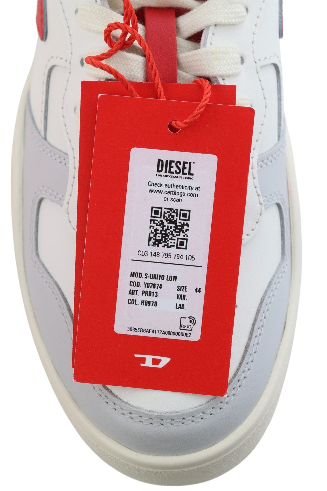 DIESEL S-Ukiyo Low Mens Sneakers EU44 Light Cow Leather Lace Up RRP€195