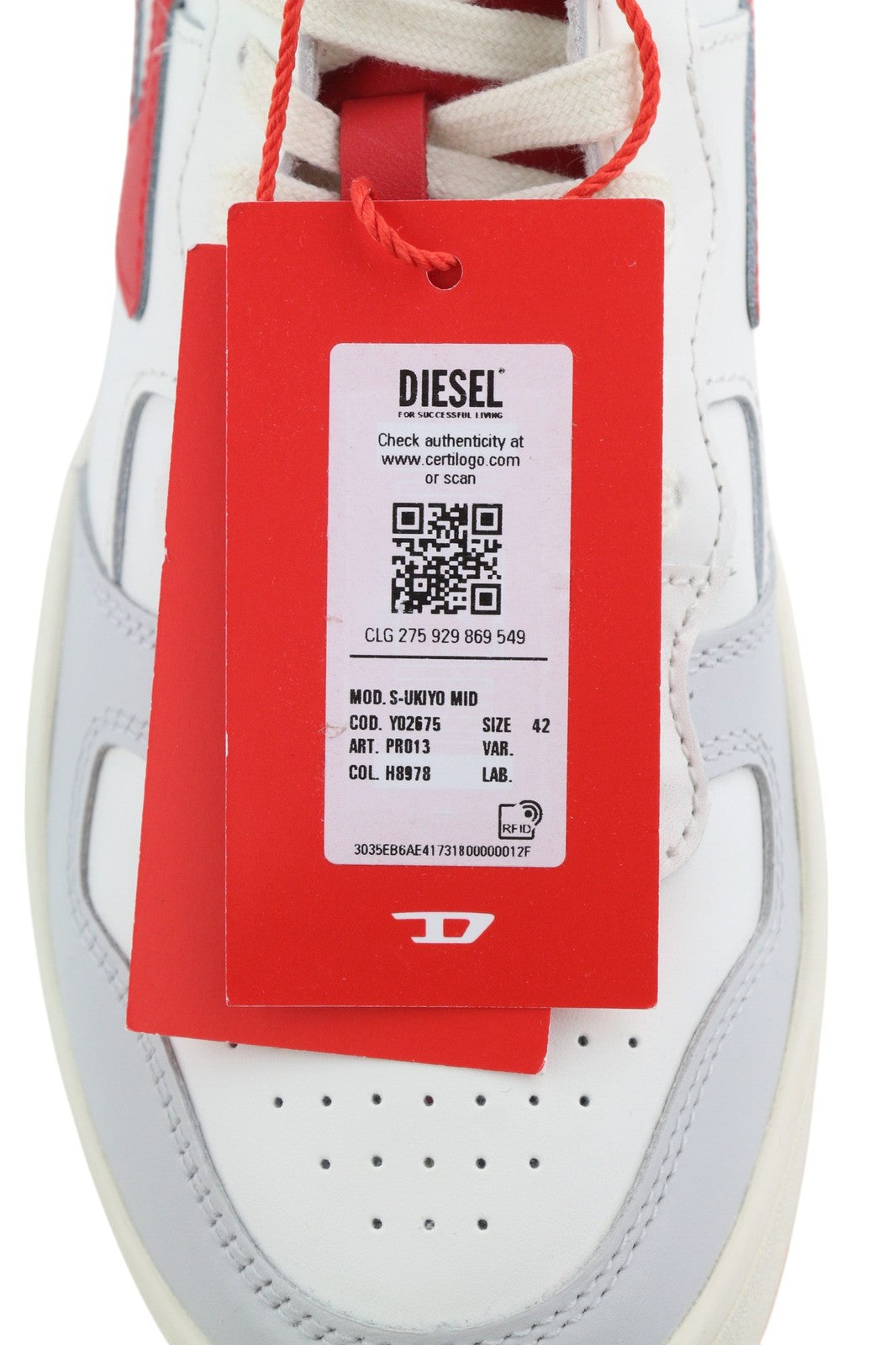 DIESEL S-Ukiyo Mid Mens Sneakers EU42 Light Cow Leather Trainers RRP140