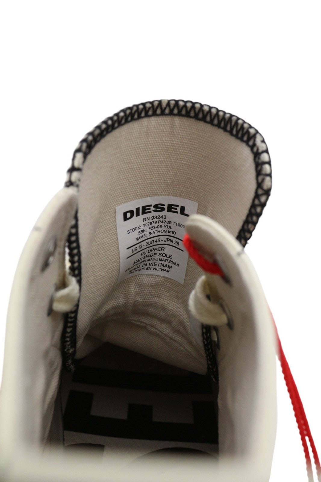 DIESEL S-Athos Mid Mens Sneakers EU45 White Coated RRP€175 Almond Toe Trainers