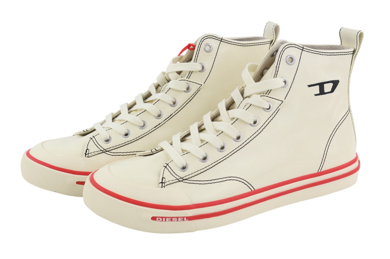 DIESEL S-Athos Mid Mens Sneakers EU45 White Coated RRP€175 Almond Toe Trainers