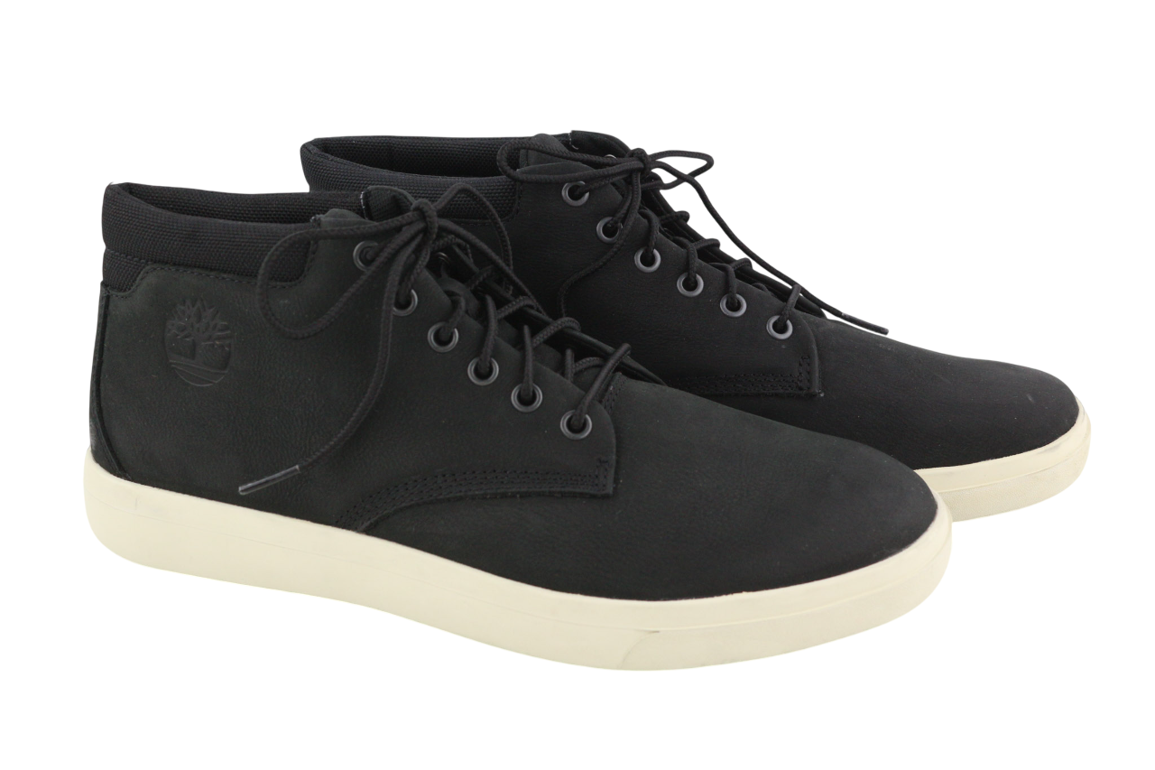 TIMBERLAND A23TM Mens Boots EU44/45 Black Leather Almond Toe Ankle Lace Up