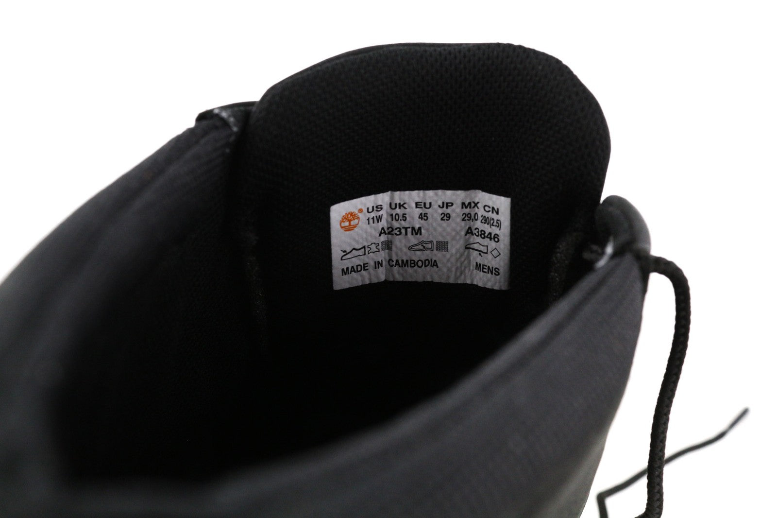 TIMBERLAND A23TM Mens Boots EU44/45 Black Leather Almond Toe Ankle Lace Up