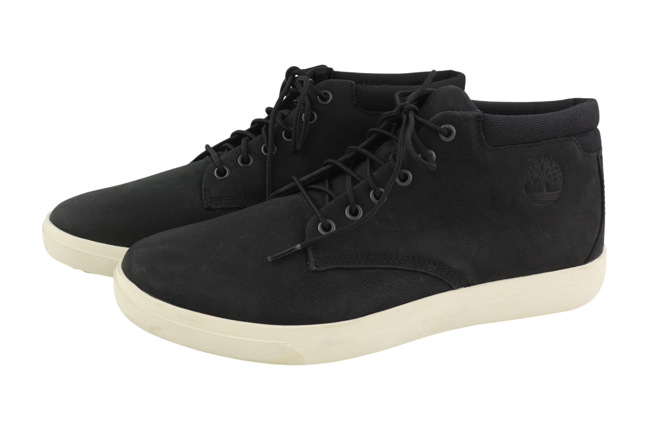 TIMBERLAND A23TM Mens Boots EU44/45 Black Leather Almond Toe Ankle Lace Up