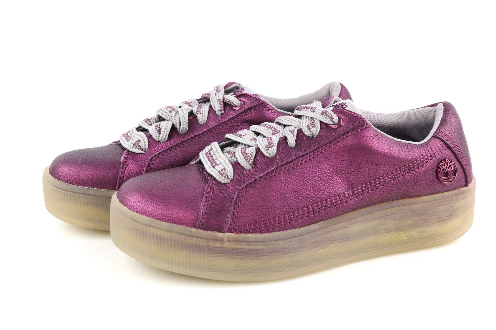 TIMBERLAND A252G Womens Sneakers EU37 EU38 Shiny Purple Leather Low Top Lace Up