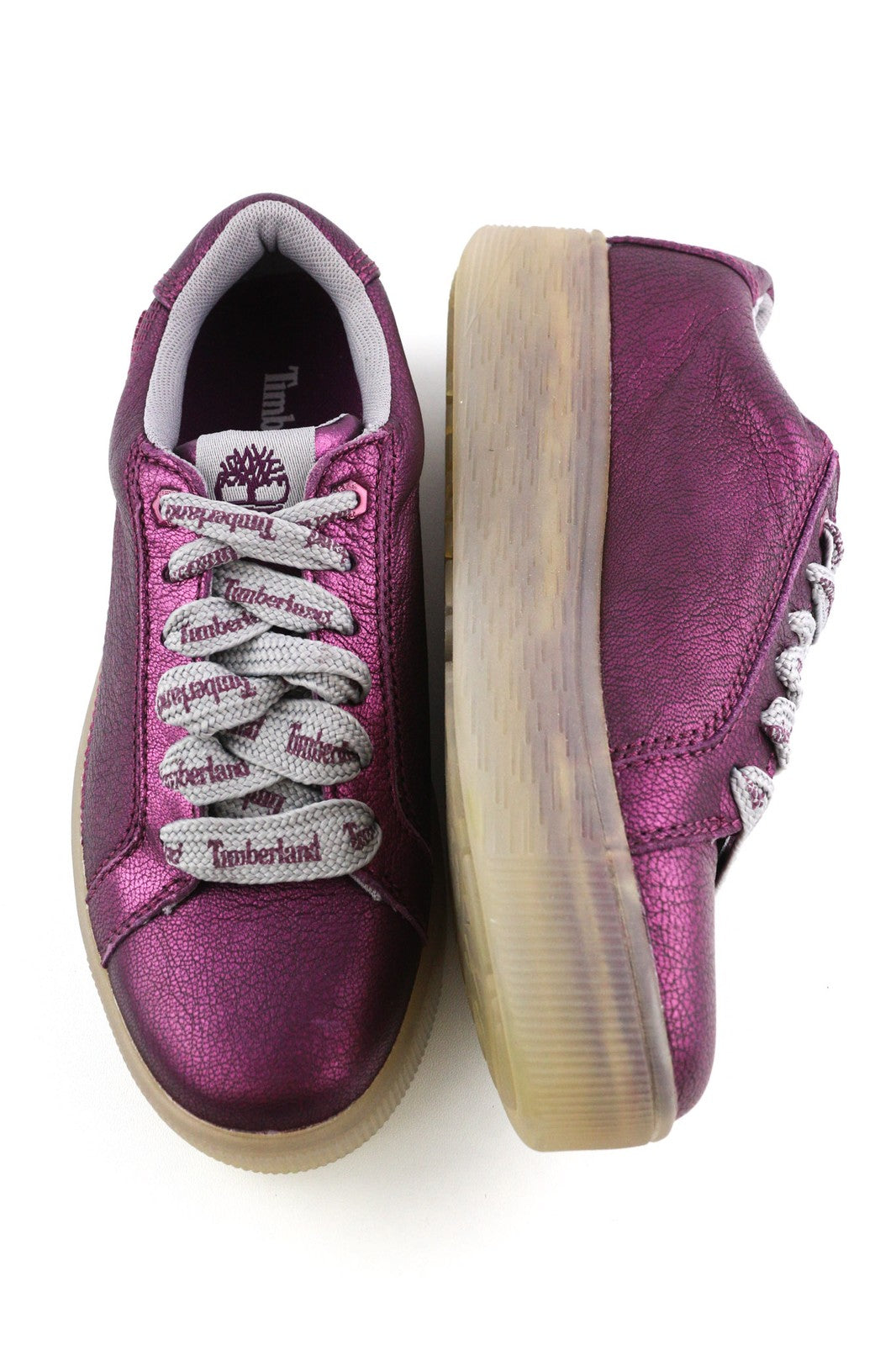 TIMBERLAND A252G Womens Sneakers EU37 EU38 Shiny Purple Leather Low Top Lace Up
