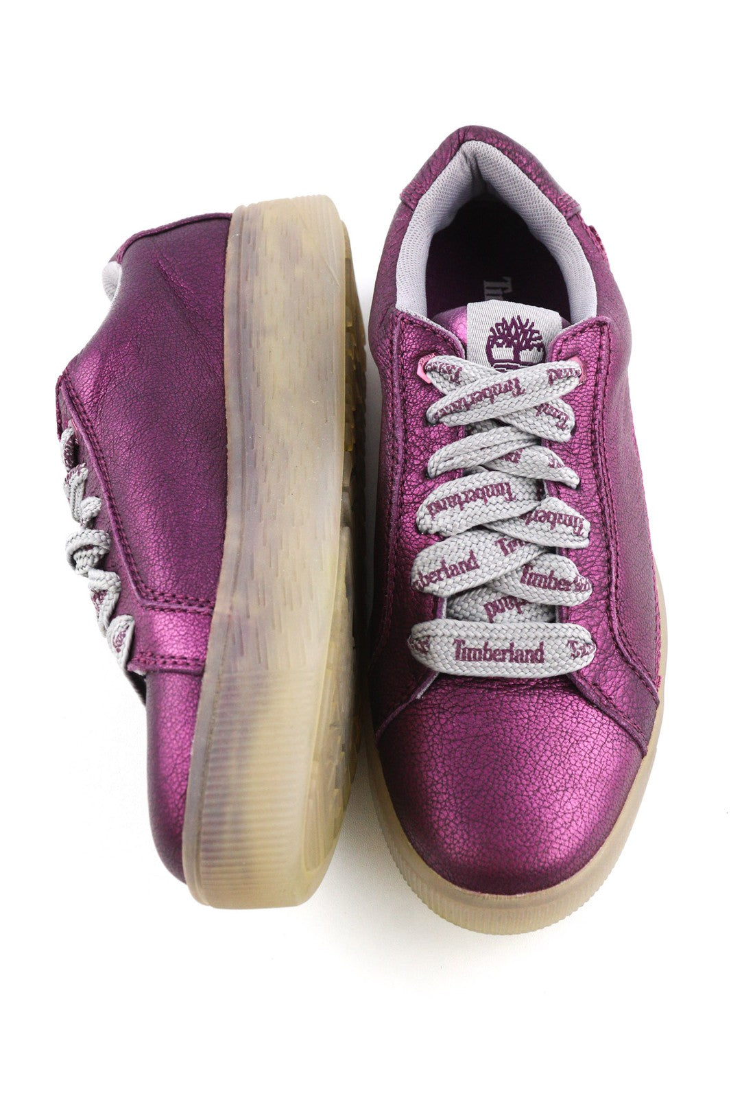 TIMBERLAND A252G Womens Sneakers EU37 EU38 Shiny Purple Leather Low Top Lace Up