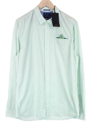 SCOTCH & SODA Men's 2XL Shirt Green Twill Polka Dot Button-Up Pocket Square