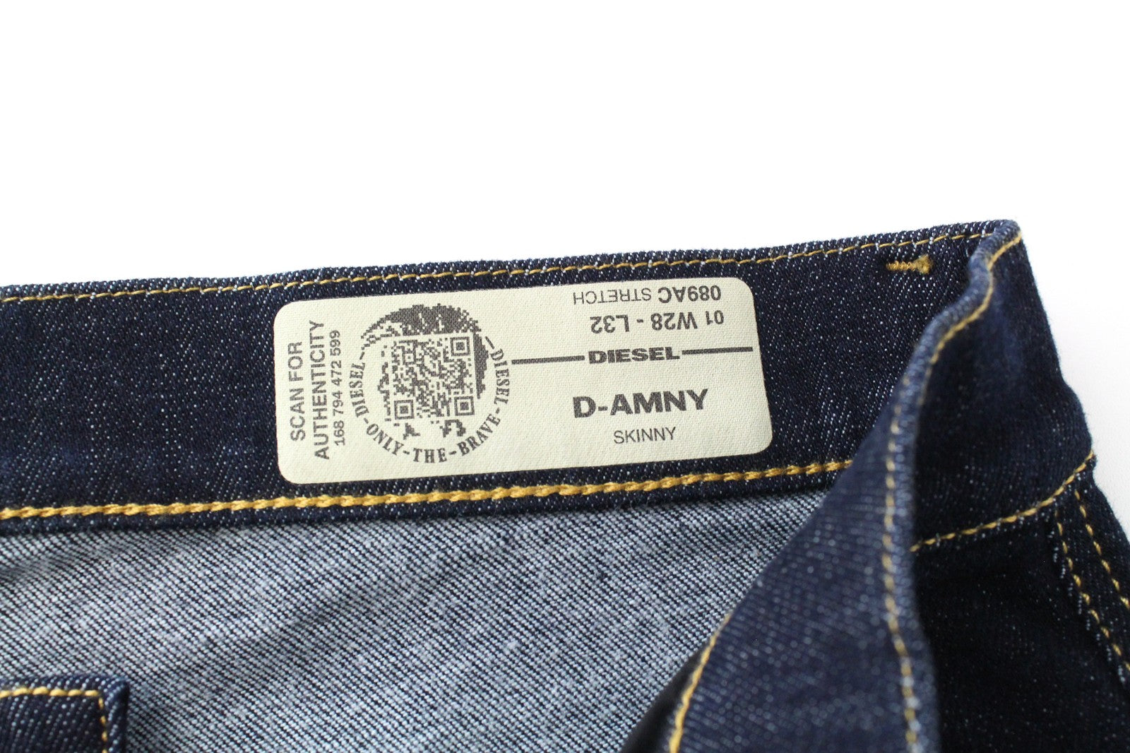 DIESEL D-Amny 089AC Men's W28/L32 Zip Skinny Fit Blue Dark Stretch Denim