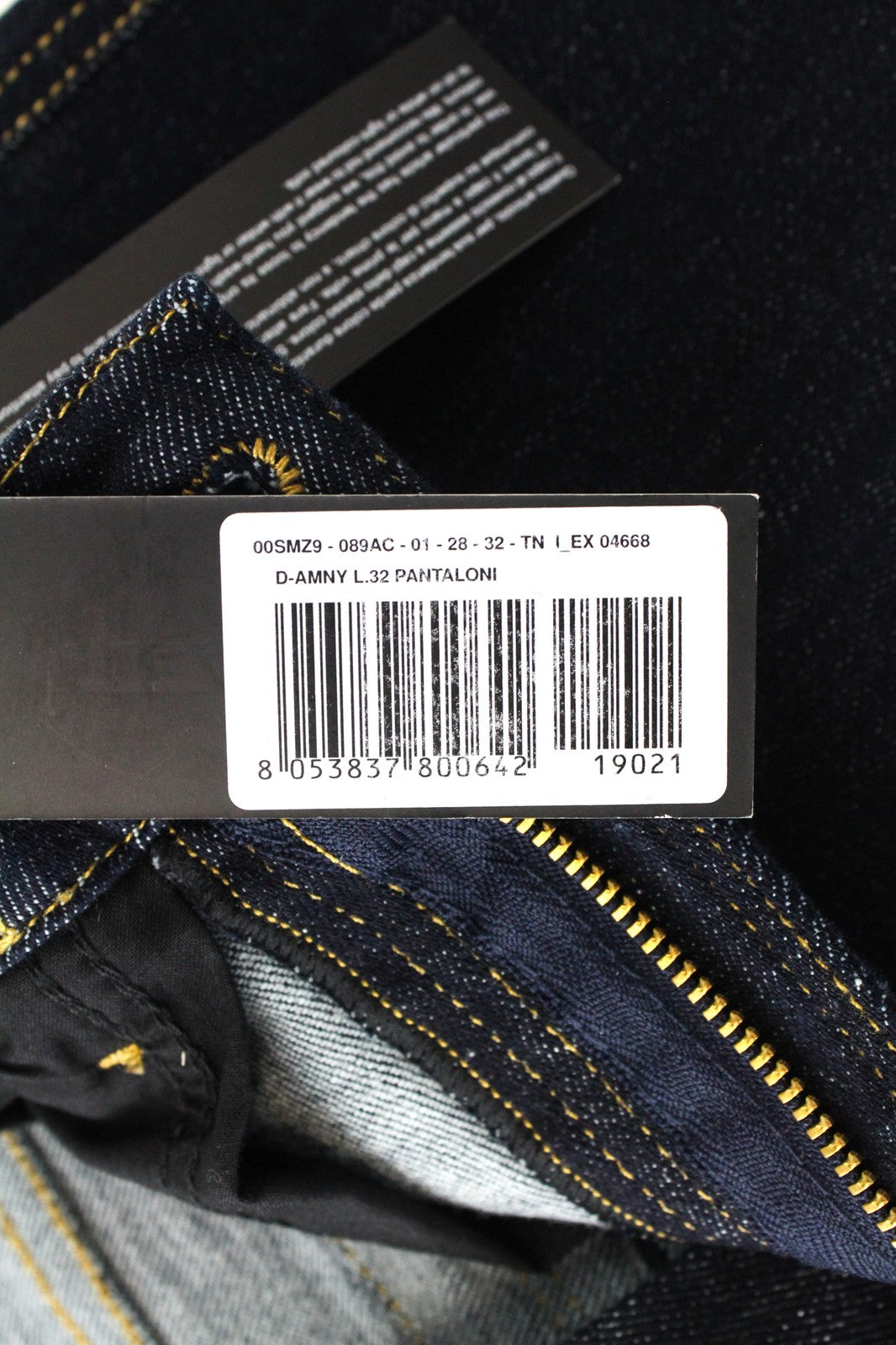 DIESEL D-Amny 089AC Men's W28/L32 Zip Skinny Fit Blue Dark Stretch Denim