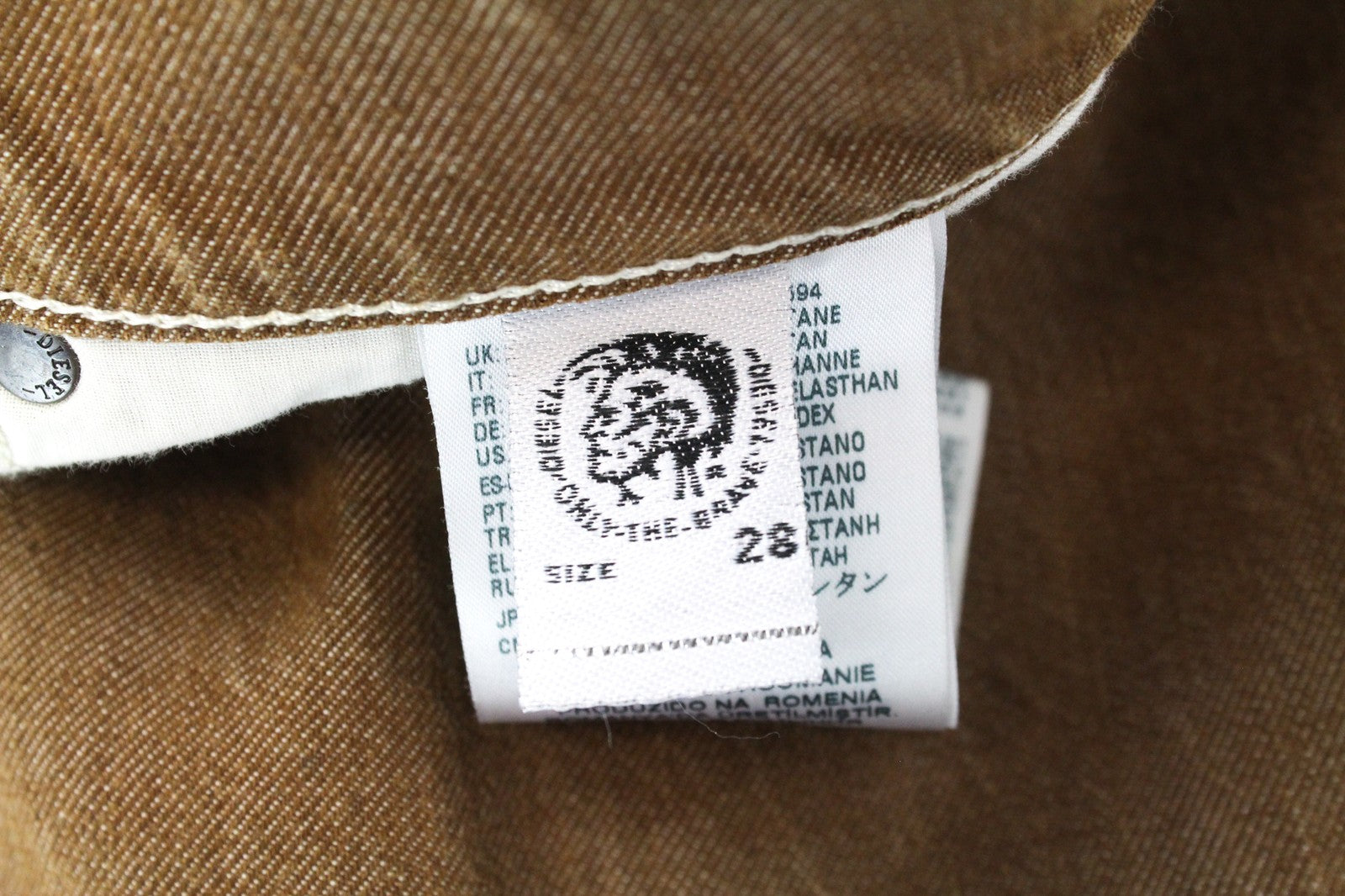 DIESEL D-Vider 069MQ Men's W28/L32 Stretch Brown Carrot Button-Fly Jeans