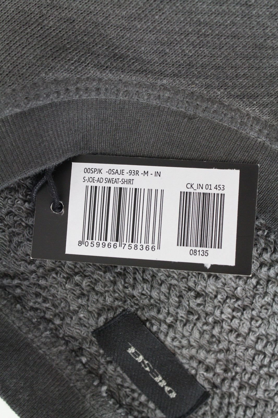 DIESEL A-Joe-AD Men's M Sweatshirt Logo Crew Grey Pullover Casual Sweater