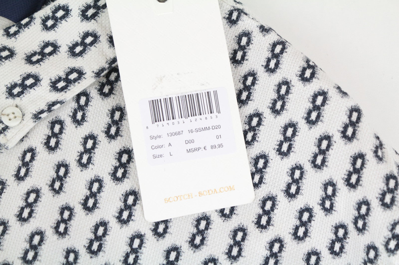 SCOTCH & SODA Men Shirt L Spread Collared Twill Casual Abstract Patterned