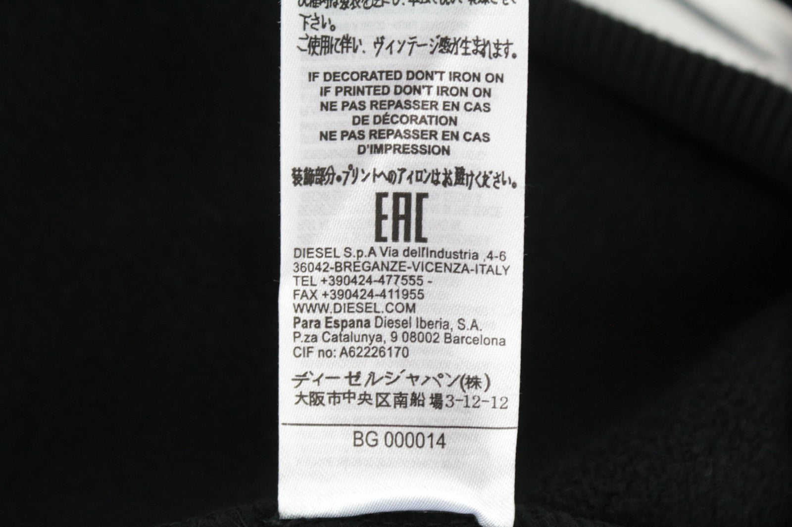 DIESEL F-Arap Felpa Women Sweatshirt XS Oversized Casual Black Ruffled Sleeves