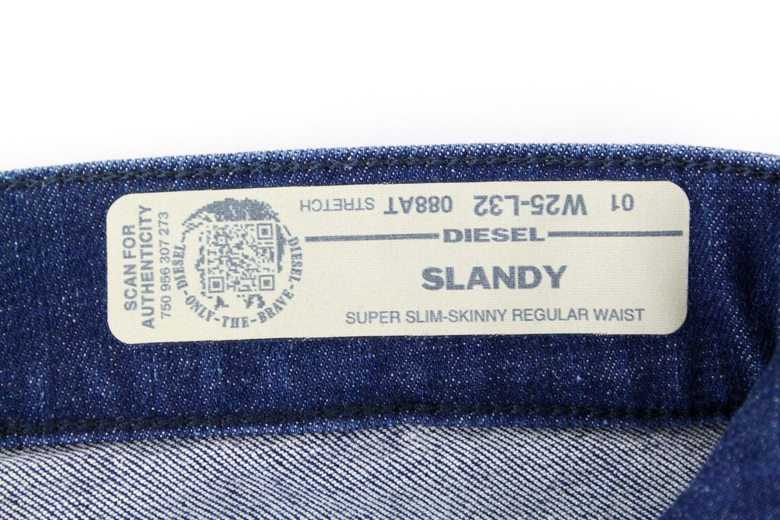 DIESEL Slandy 088AT Women's W25/L32 Blue Skinny Fit Jeans Distressed Hems
