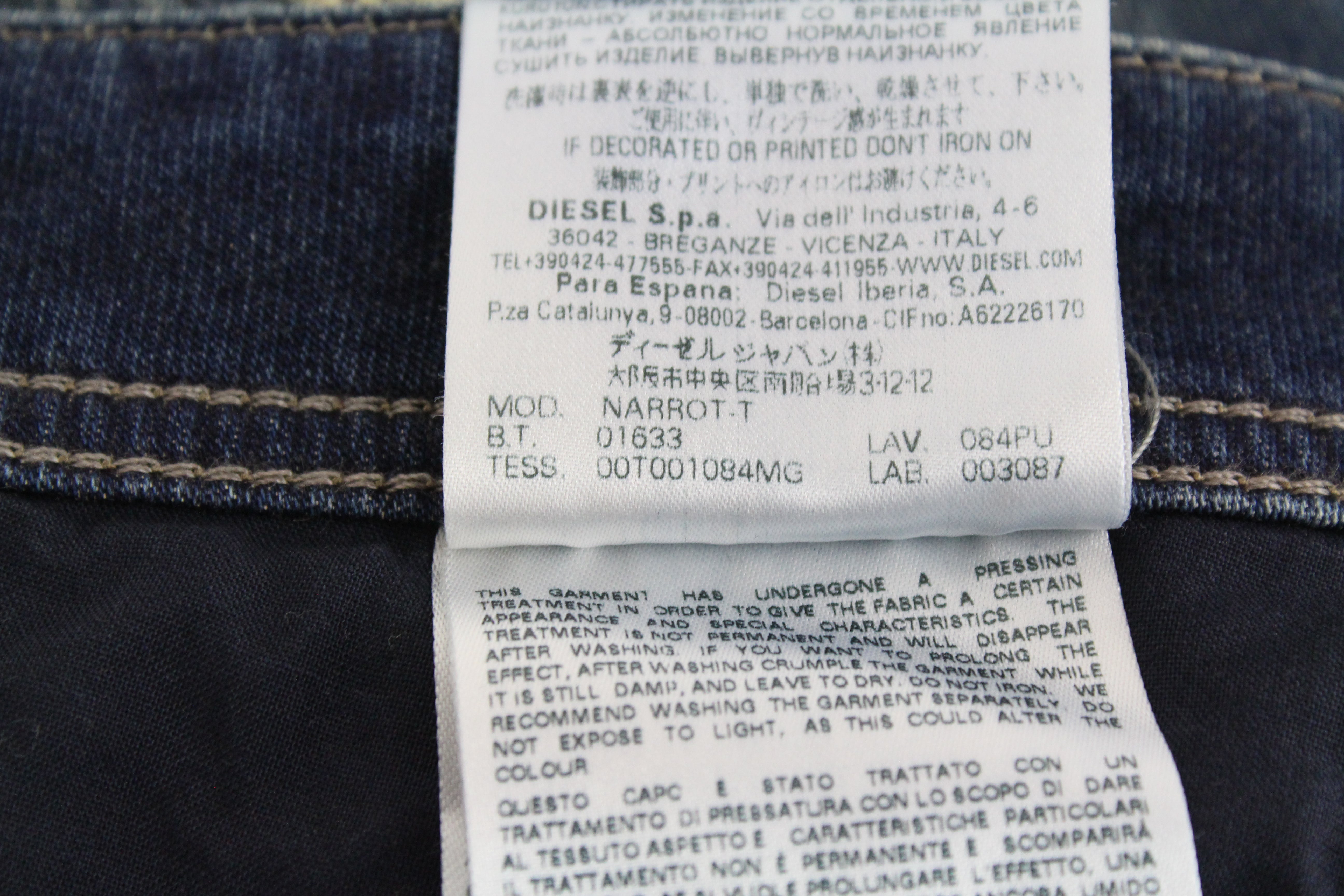 DIESEL Narrot-T 084PU Men's W31 Jeans Slim Distressed Washed Sweat Jogg