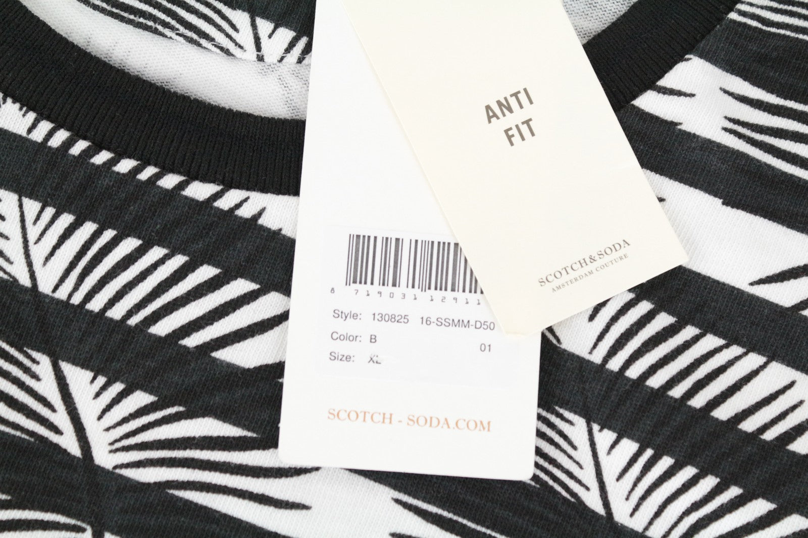 SCOTCH & SODA Tokyo Toujours Men Sweatshirt XL Palm Leaf Printed Crew Striped