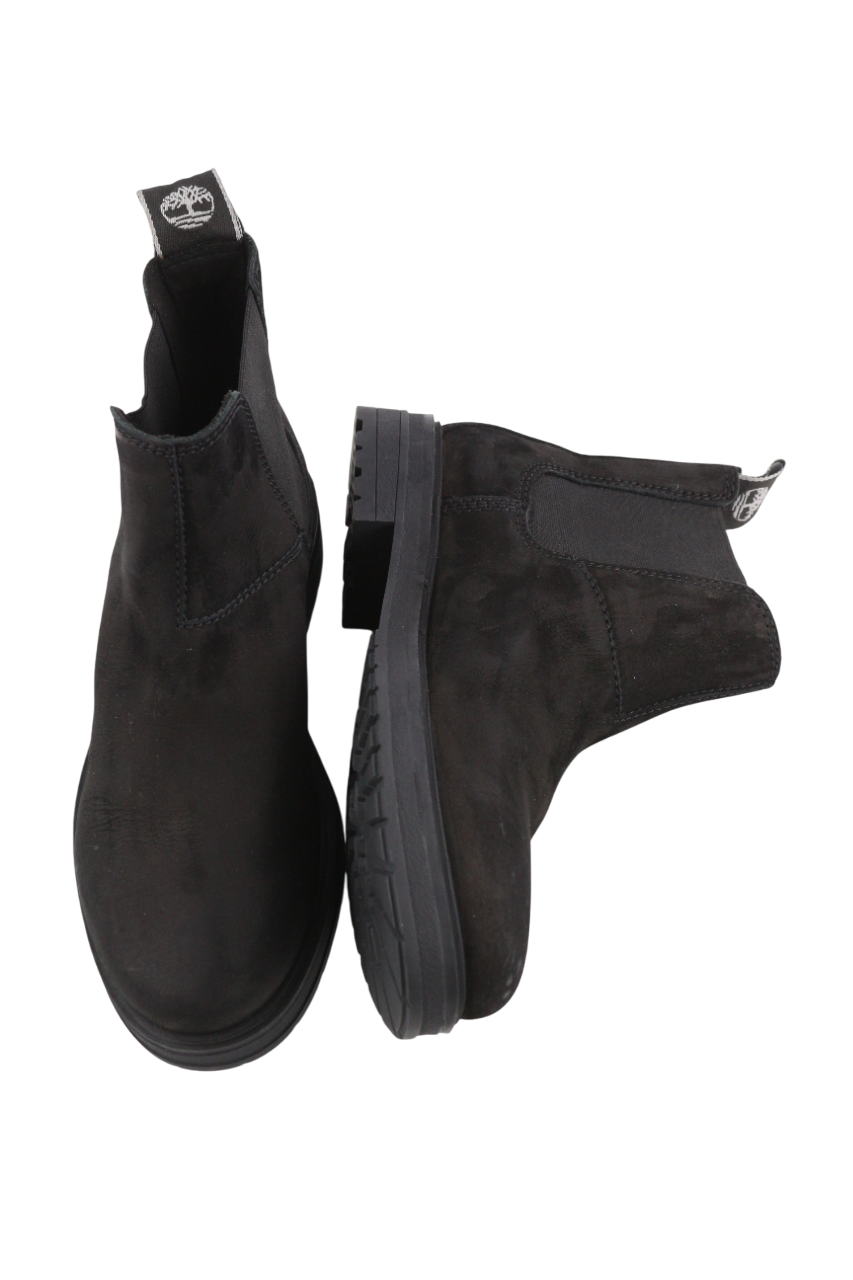 TIMBERLAND Womens Boots EU37.5 UK4.5 Black Leather Almond Toe Rubber Chelsea