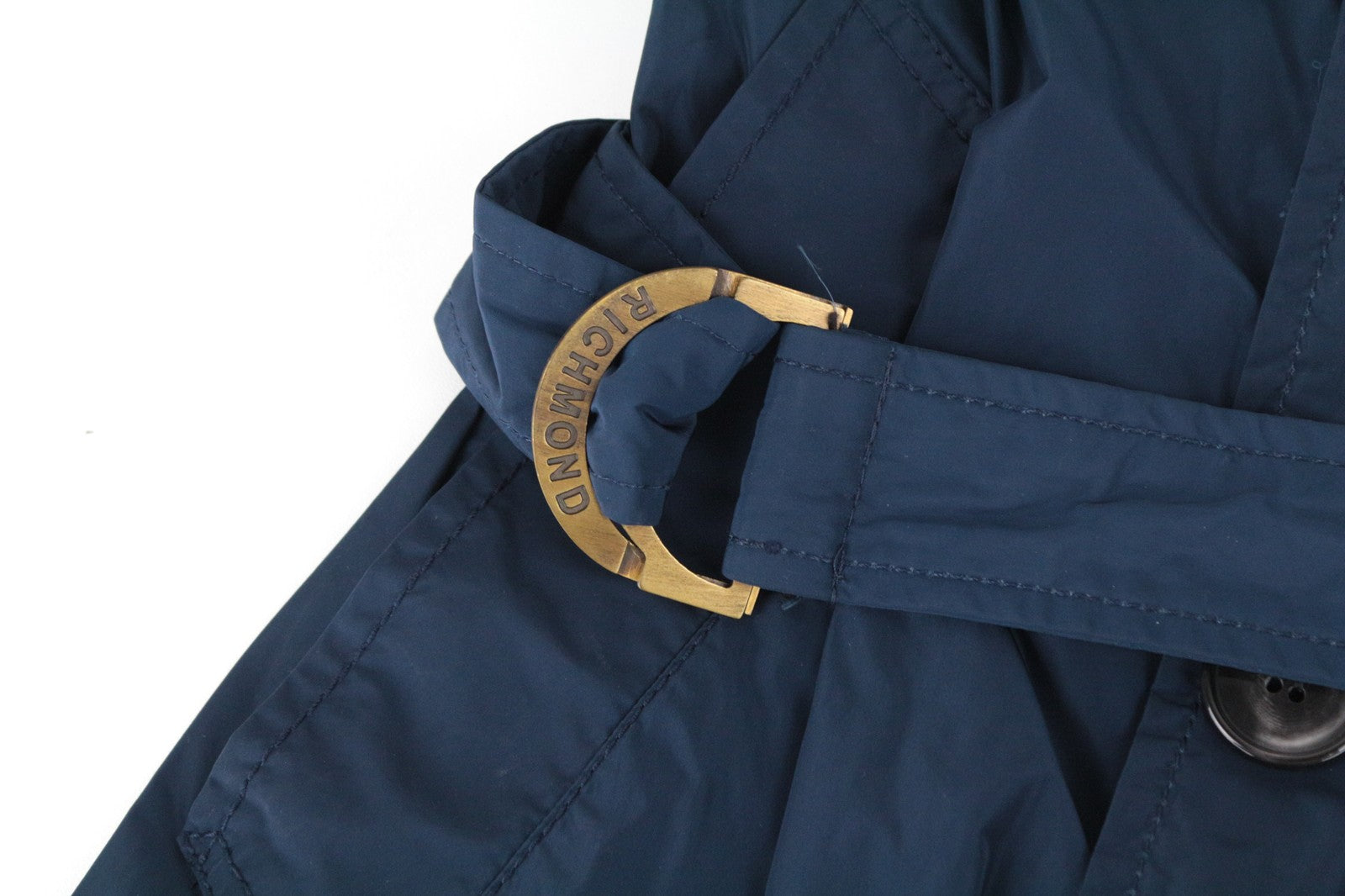 RICHMOND X Men's Jacket 48 Belted Short Trench Nylon Coat Casual Blue