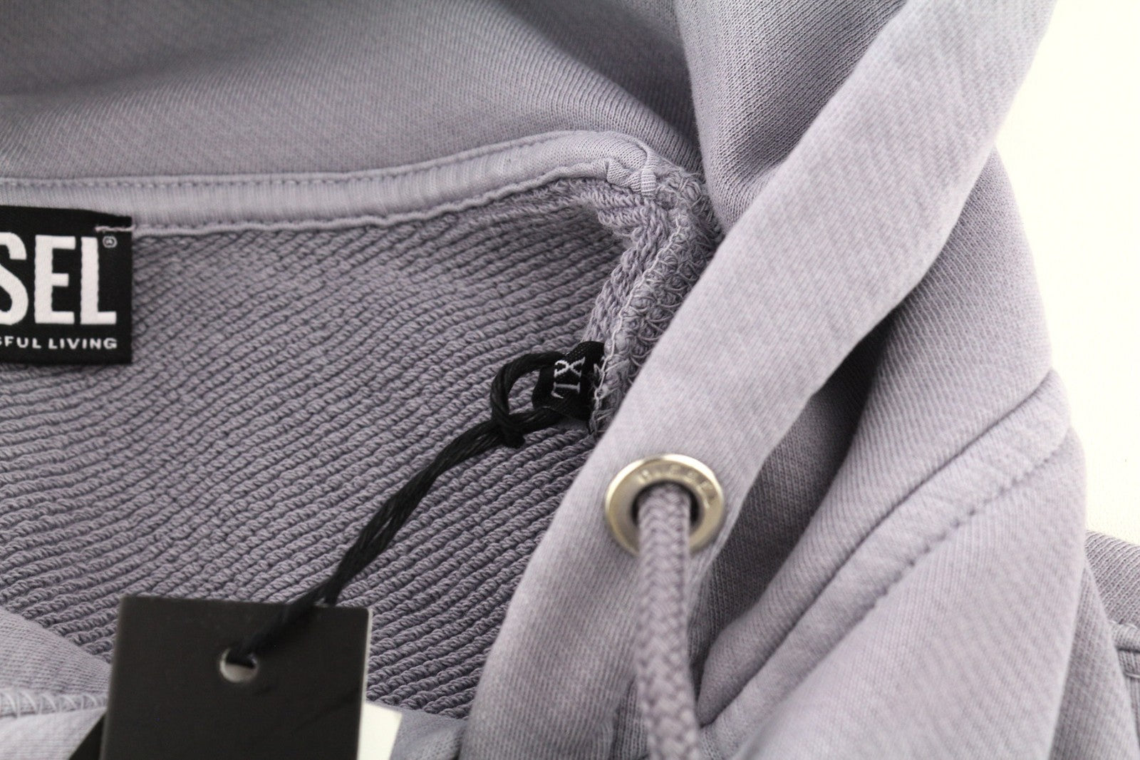 DIESEL F-Magdalena Felpa Womens Hoodie XL Purple Washed Hood Pullover RRP175