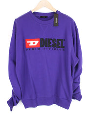 DIESEL F-Arap Felpa Women's XS Purple Sweatshirt Oversized Pulled Sleeves