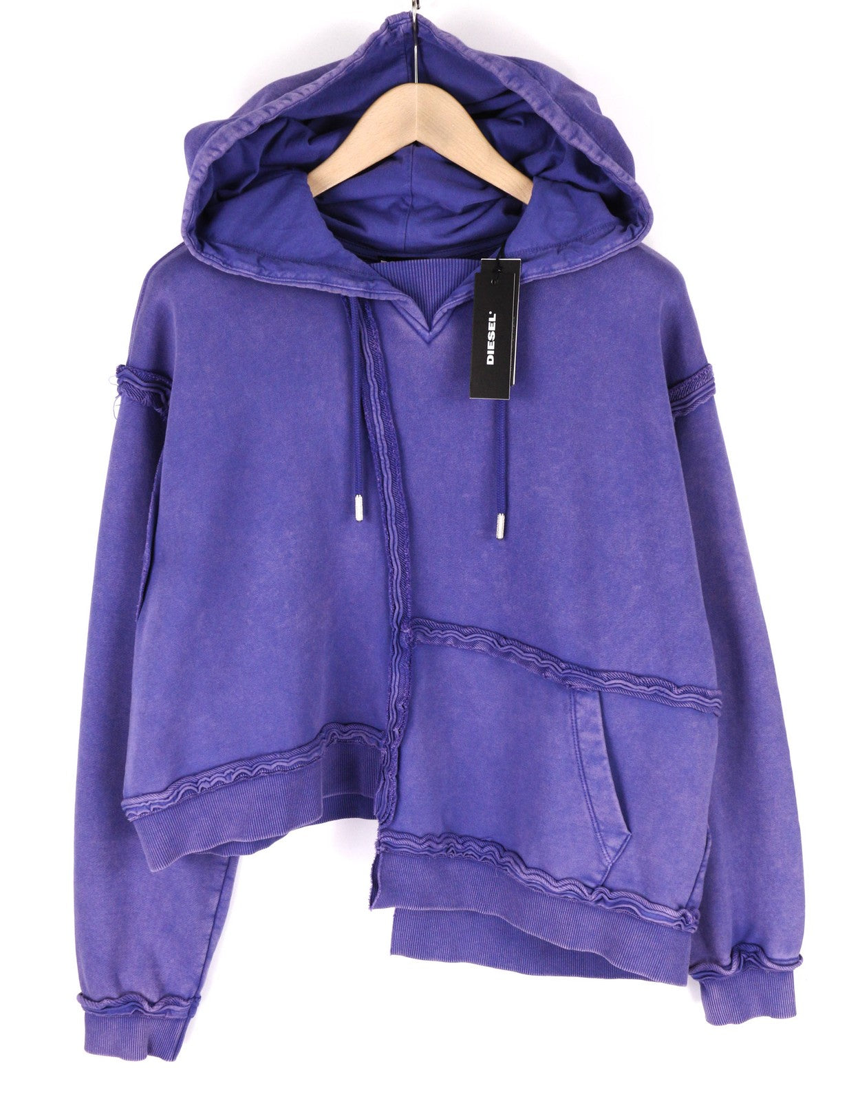 DIESEL F-Mikky Felpa Womens Hoodie M Blue Hooded Asymmetrical Pocket RRP€195