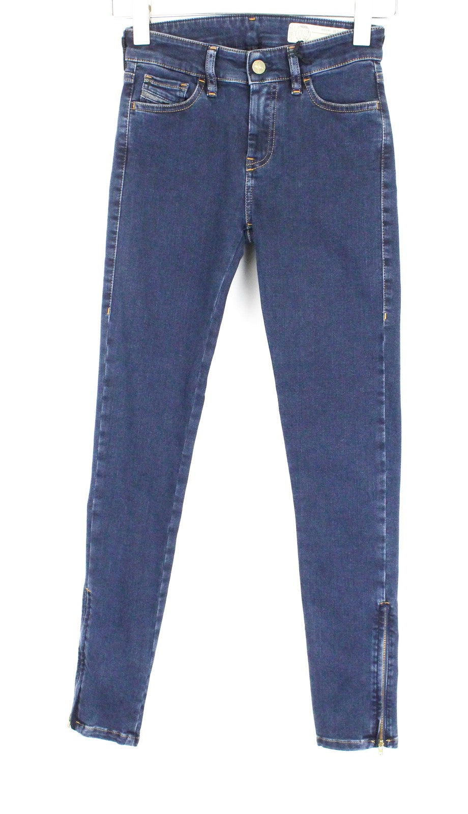 DIESEL Slandy-Zip 083AM Women's W25/L32 Super Skinny Fit Blue Denim Zip