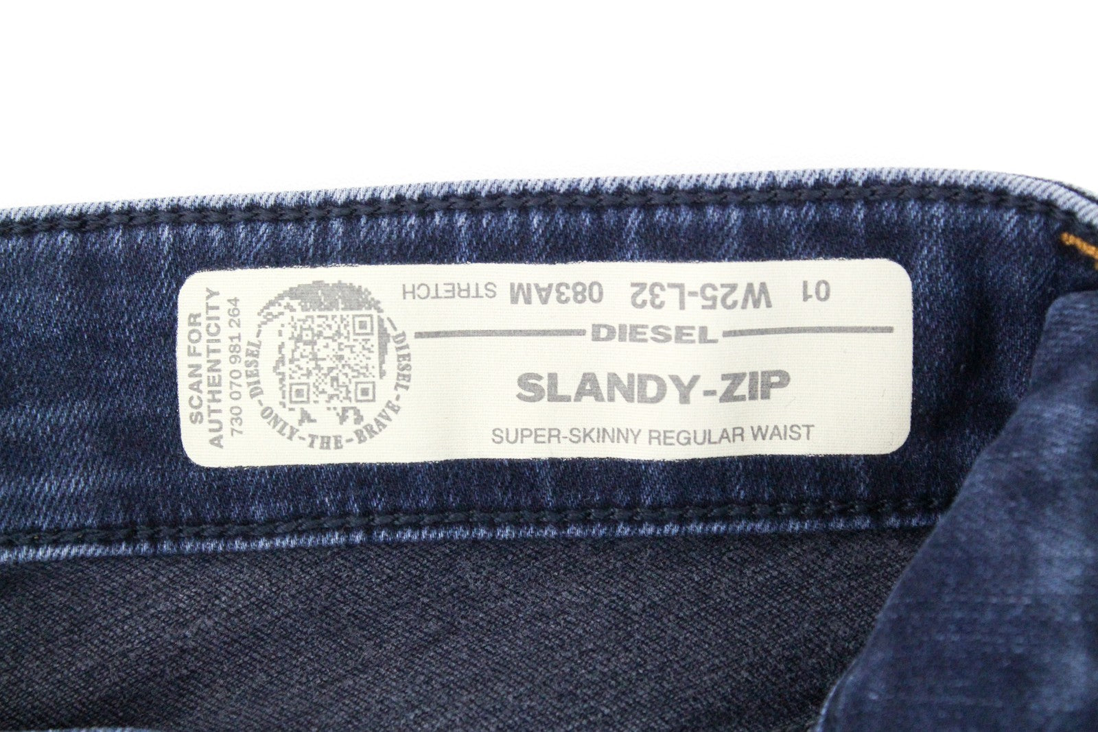 DIESEL Slandy-Zip 083AM Women's W25/L32 Super Skinny Fit Blue Denim Zip