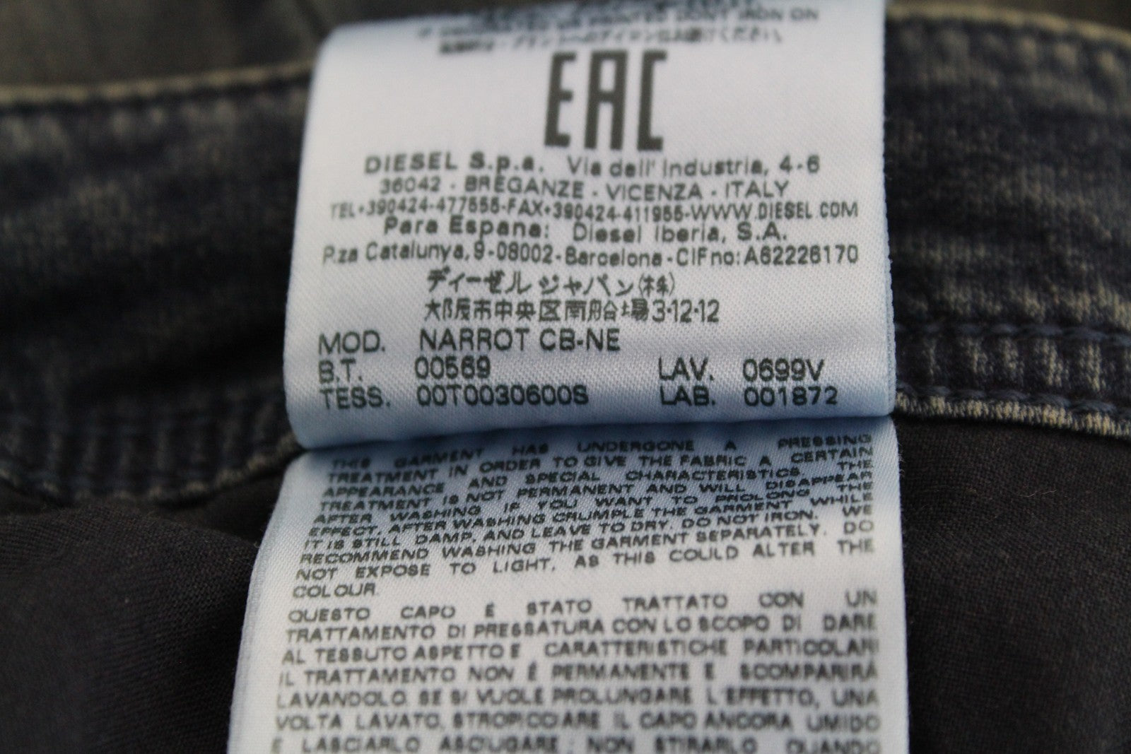 DIESEL Narrot CB-NE 0699V Men's W26 Jogg Distressed Slim Sweat Jeans Stained