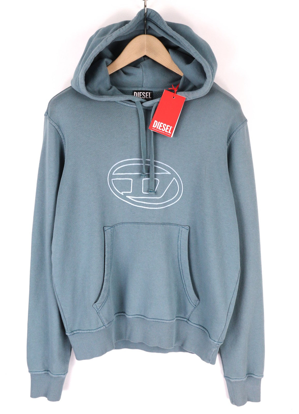 DIESEL S-Ginn-Hood Mens Hoodie S Blue Hooded Kangaroo Straps  RRP€175