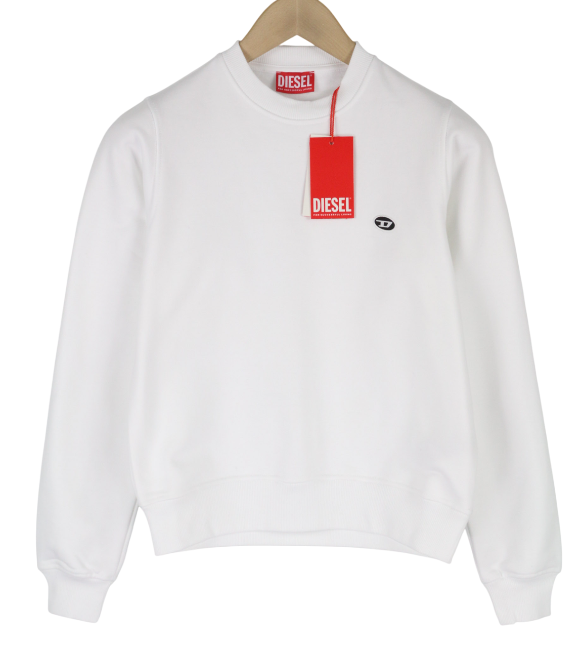 DIESEL F-Reggy-Doval Womens Sweatshirt 2XS White Crew Neck Pullover