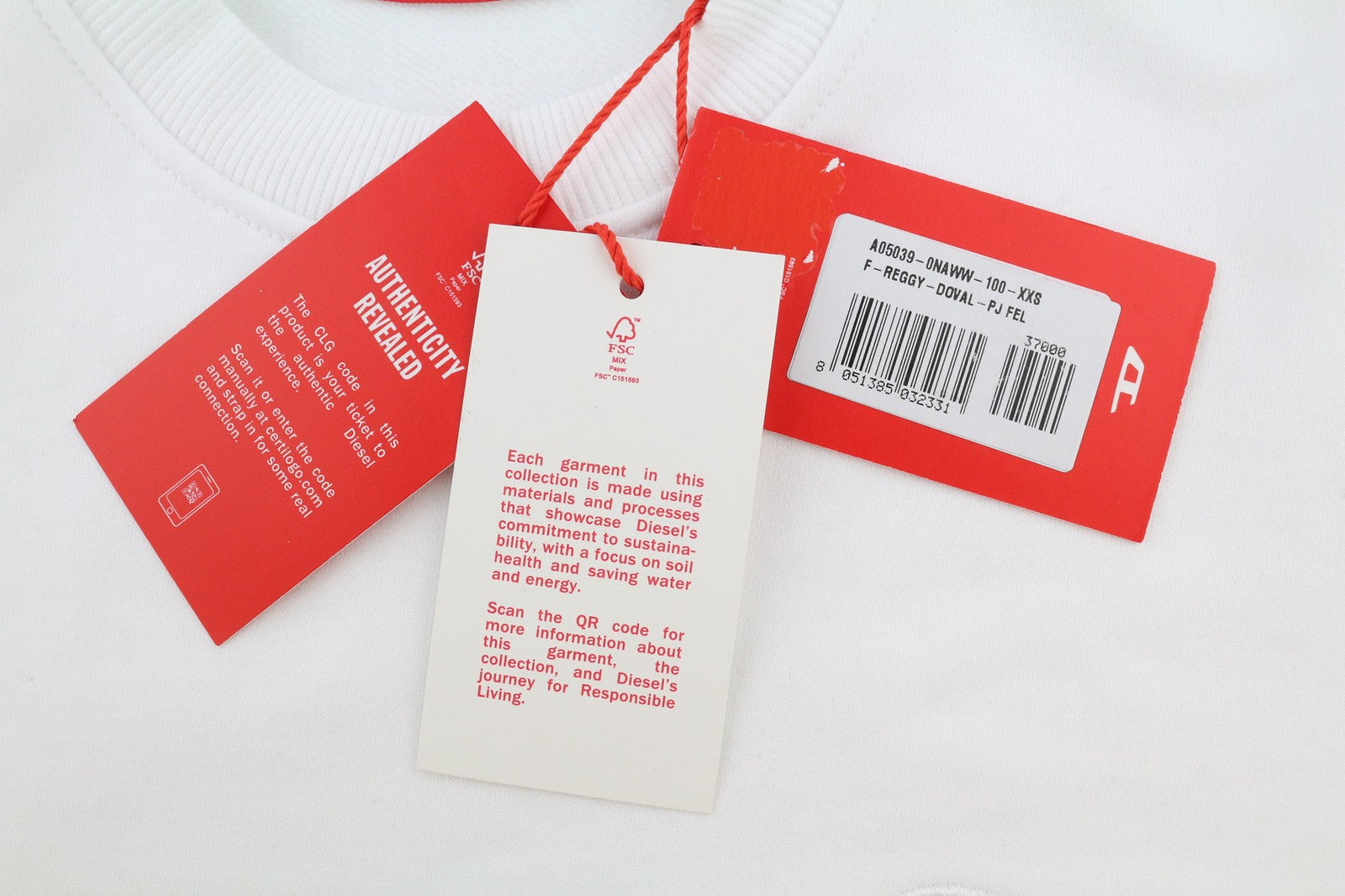 DIESEL F-Reggy-Doval Womens Sweatshirt 2XS White Crew Neck Pullover