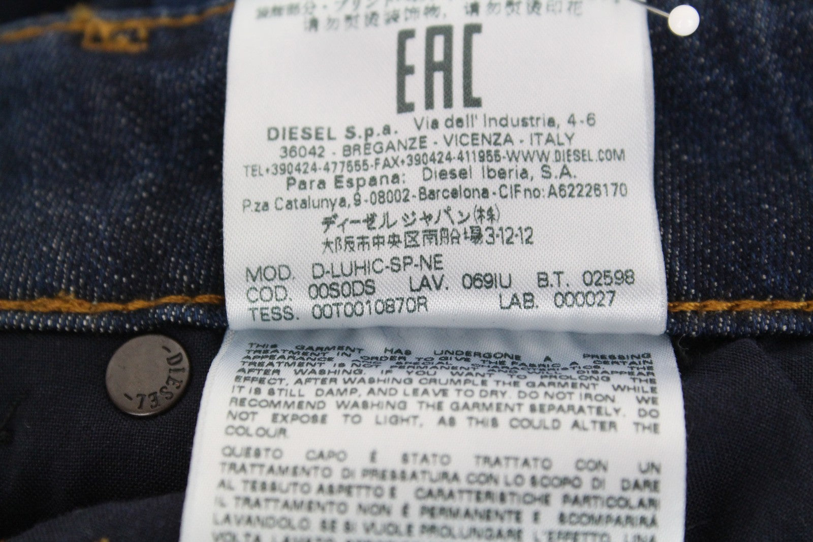 DIESEL D-Luhic-SP-NE 069IU Men's W28 Jogg Jeans Stretch Contrast Panels Tapered