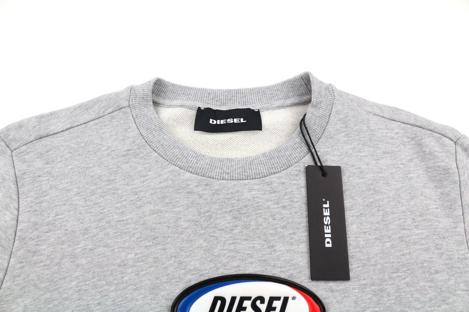 DIESEL S-Girk Mens Sweatshirt S Melange Grey Crew Neck Logos  Pullover