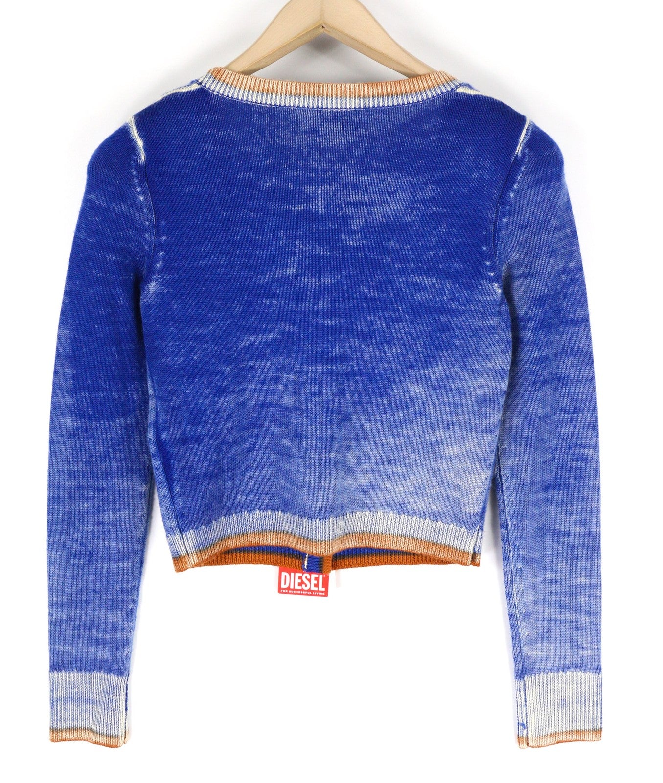 DIESEL M-Arika Womens Jumper S Washed Blue Wool Buttoned V-Neck Sweater RRP€299