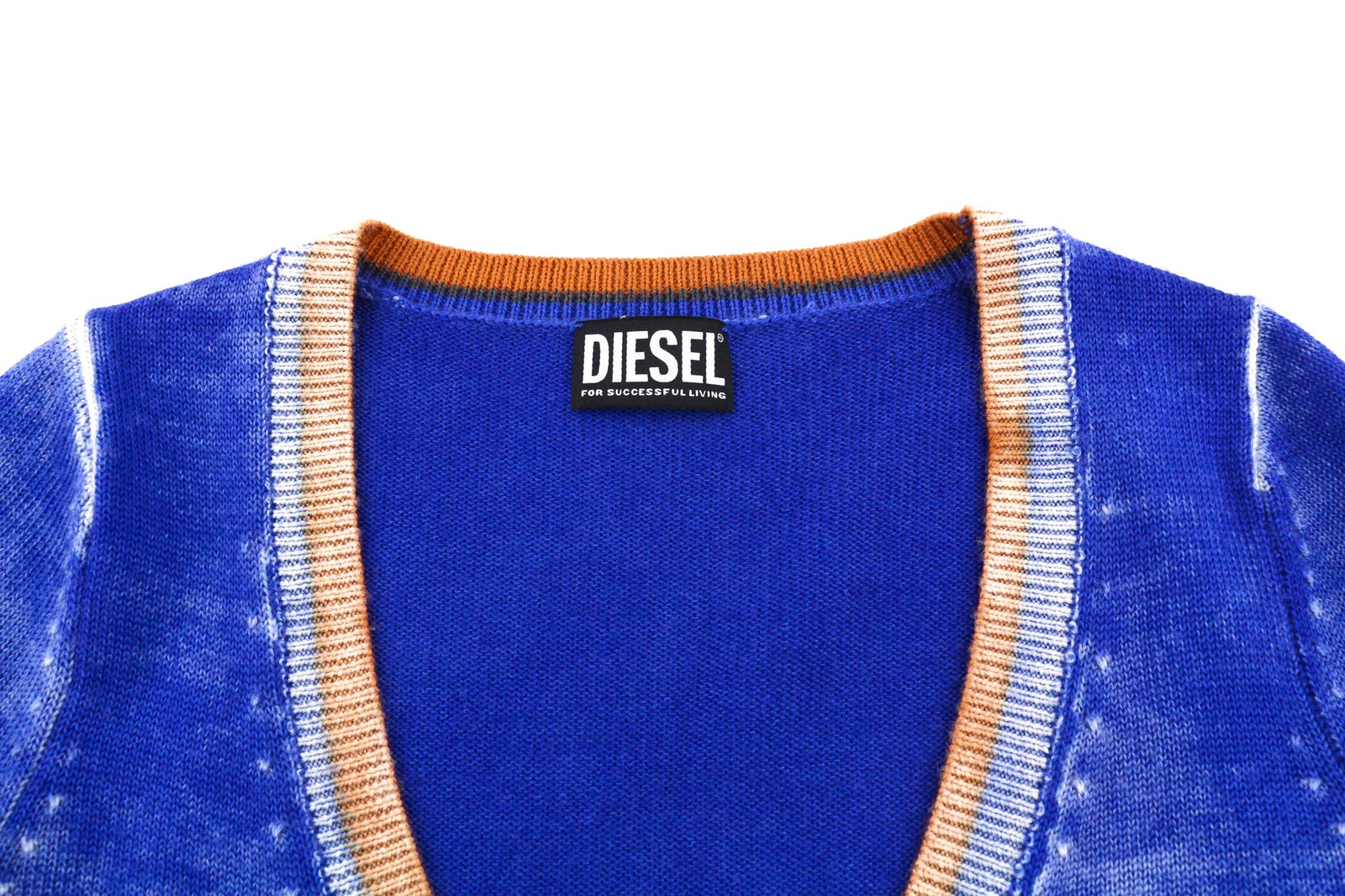 DIESEL M-Arika Womens Jumper S Washed Blue Wool Buttoned V-Neck Sweater RRP€299