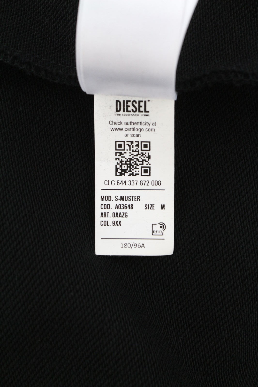 DIESEL S-Muster Mens Hoodie M Black Kangaroo Front  Hooded Straps RRP€150