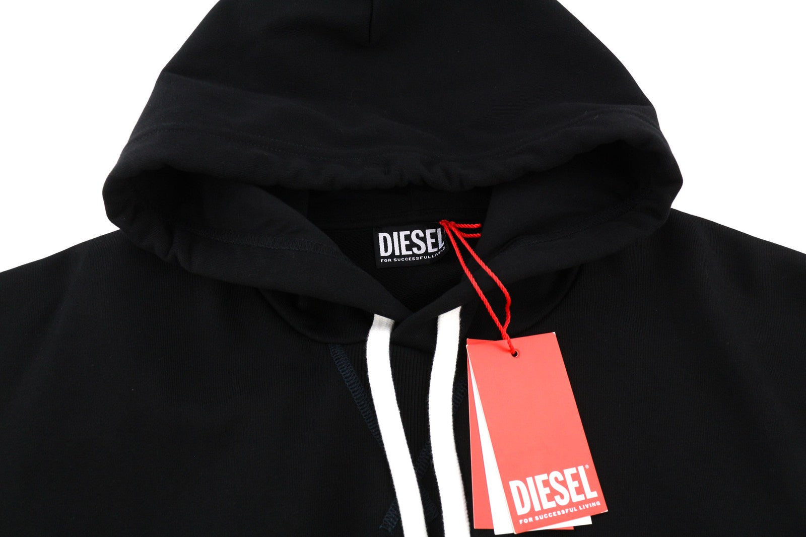 DIESEL S-Muster Mens Hoodie M Black Kangaroo Front  Hooded Straps RRP€150