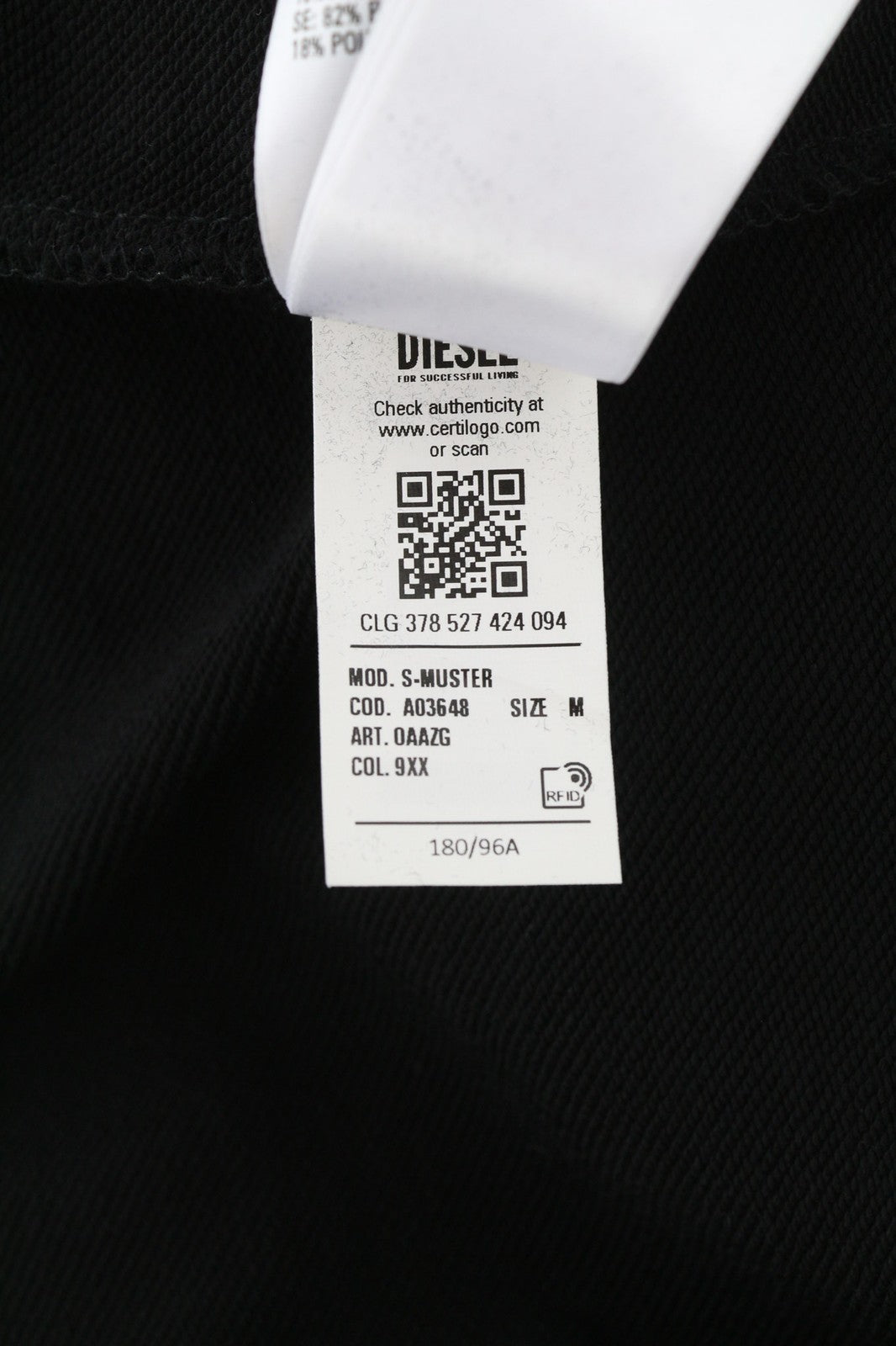 DIESEL S-Muster Mens Hoodie M Black Kangaroo Front  Hooded Pullover RRP150