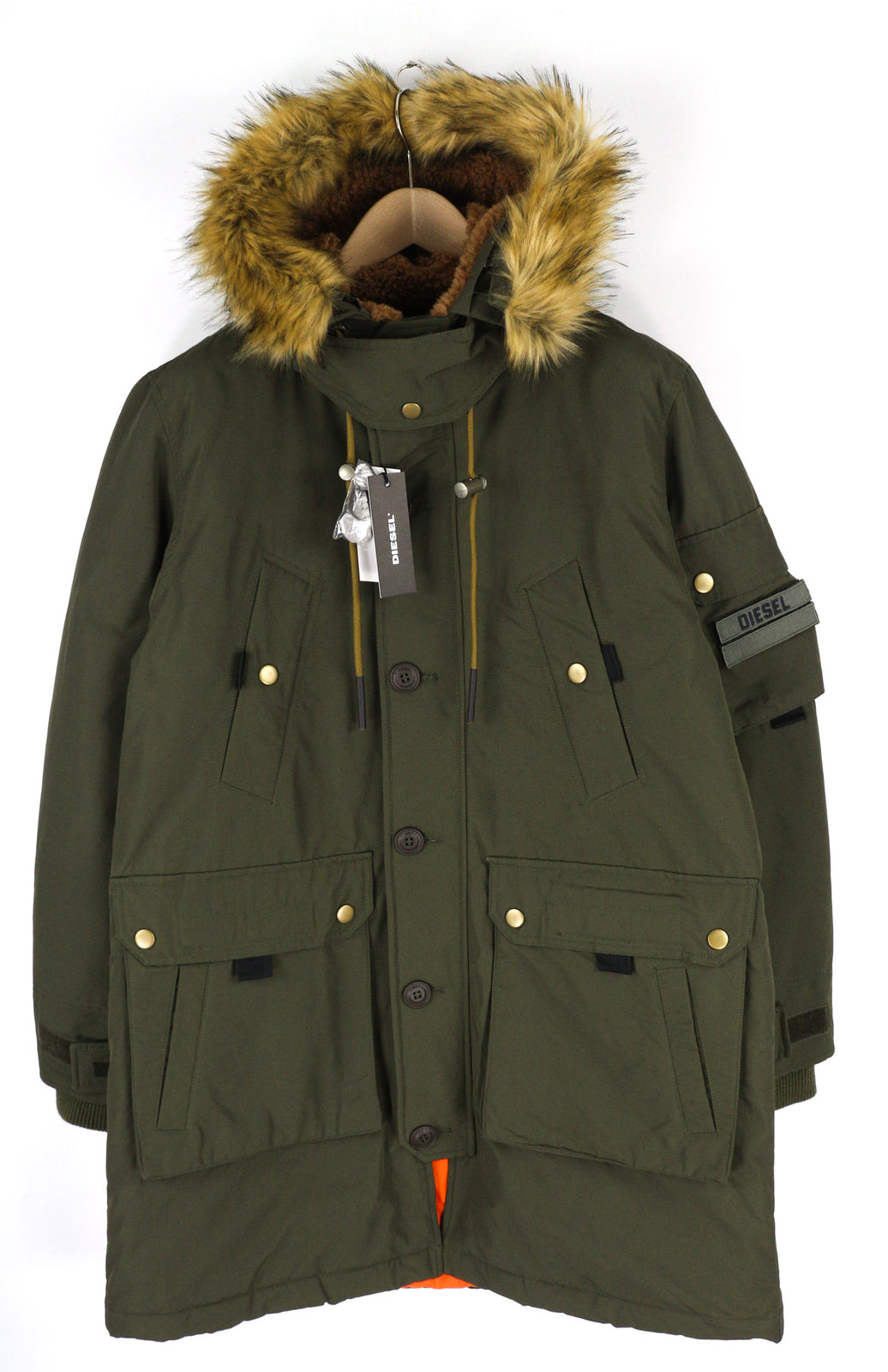 DIESEL W-Colby Mens Jacket S Green Parka Insulated Hooded Pockets RRP€395