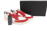 REPLAY Men Sneakers EU44 White Leather Low Top Laced Almond Toe Trainers Red