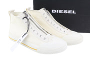 DIESEL S-Astico Mzip Men Sneakers EU45 White Zipper Mid Top Almond Toe RRP€180