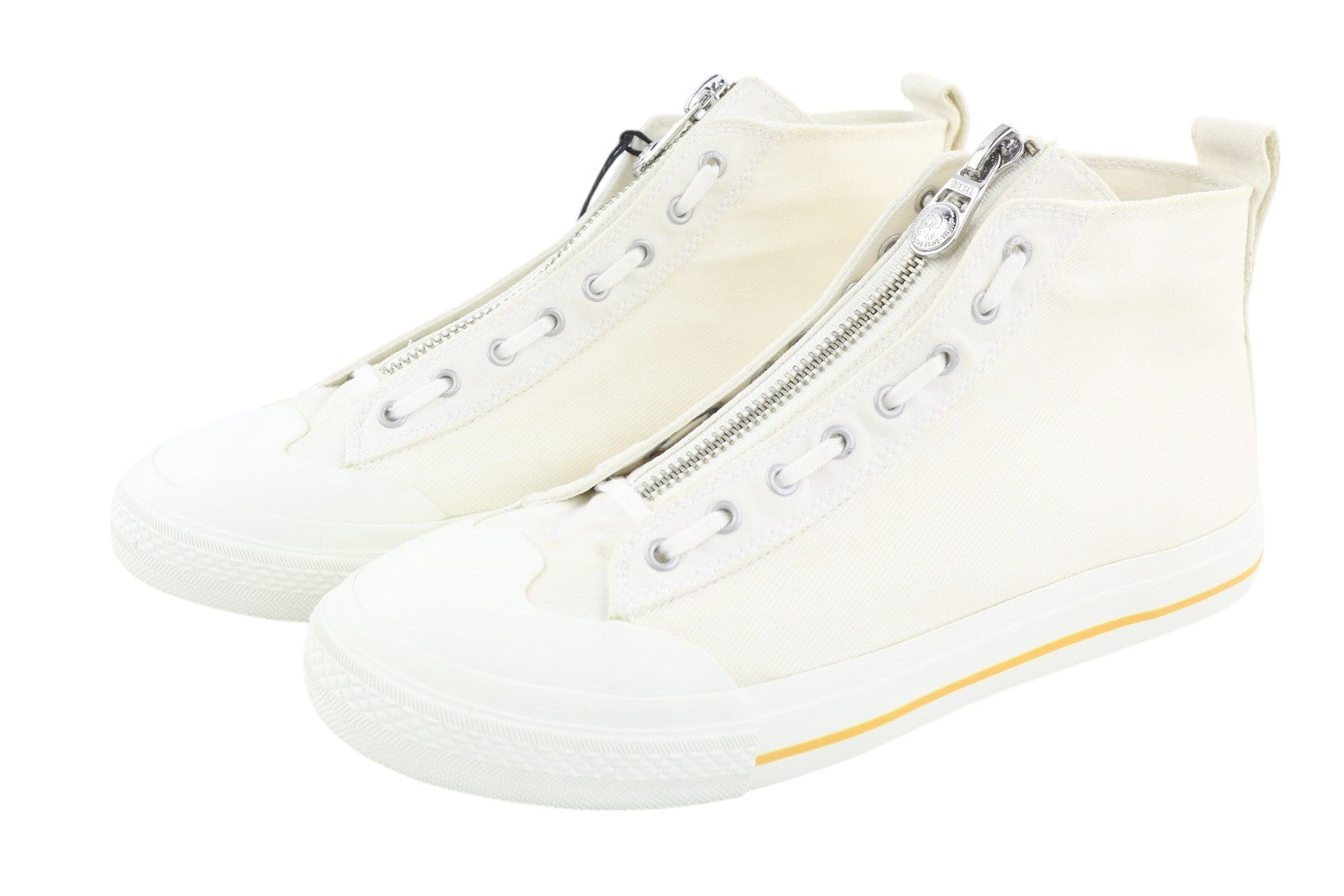 DIESEL S-Astico Mzip Men Sneakers EU45 White Zipper Mid Top Almond Toe RRP€180