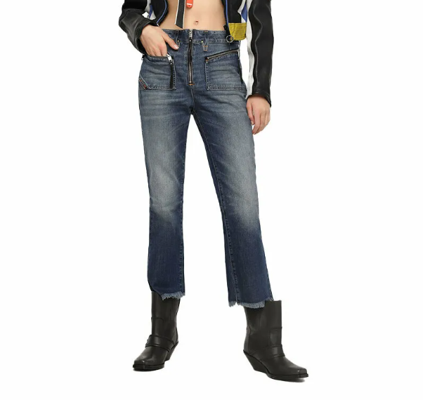 DIESEL D-Earlie 089AR W25/L30 Women Jeans Slim Distressed Zip-Fly High Waisted