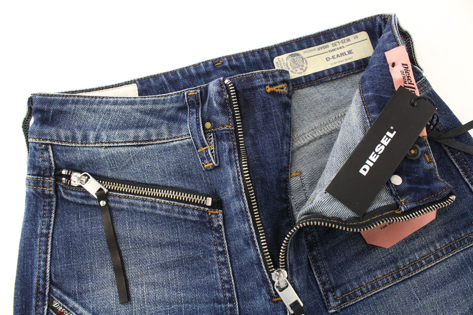 DIESEL D-Earlie 089AR W25/L30 Women Jeans Slim Distressed Zip-Fly High Waisted