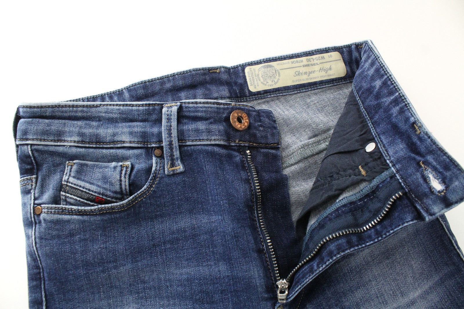 DIESEL Skinzee-High R78Q6 W25/L30 Women Jeans Super Slim-Skinny Fit Washed Blue