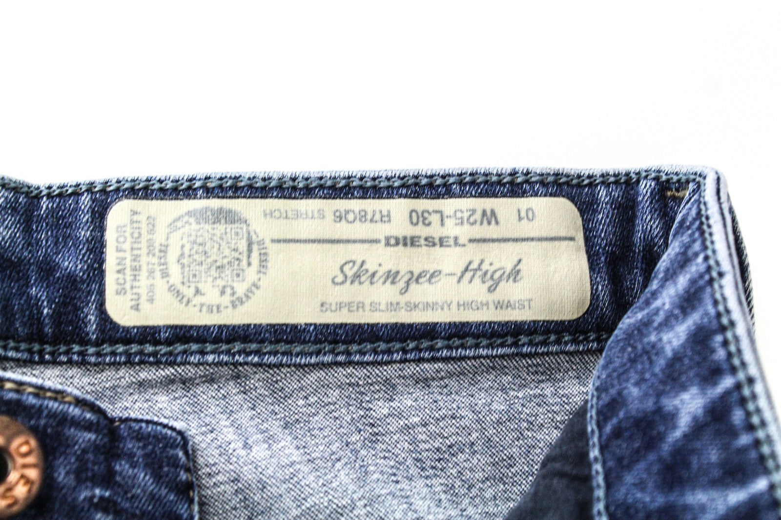 DIESEL Skinzee-High R78Q6 W25/L30 Women Jeans Super Slim-Skinny Fit Washed Blue