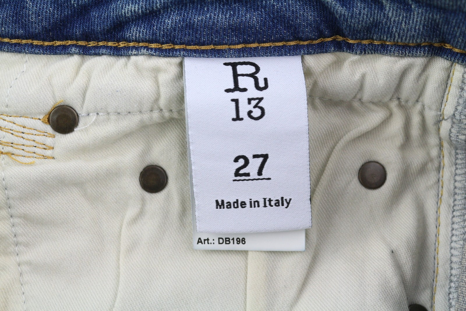 R13 Boy Straight Women Jeans 27 Cropped Ankle Washed Blue Kelly Stretch RRP€645