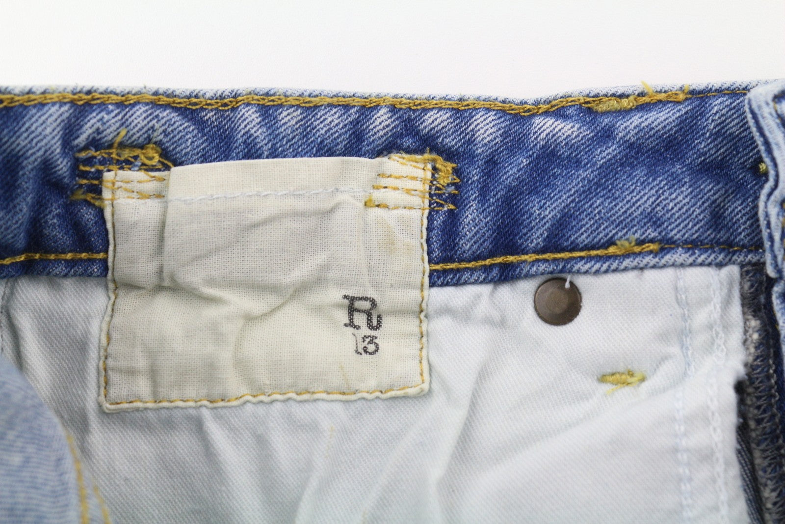 R13 Kick Women Jeans 27 Washed Blue Distress Cropped Zip Jasper Stretch RRP€695