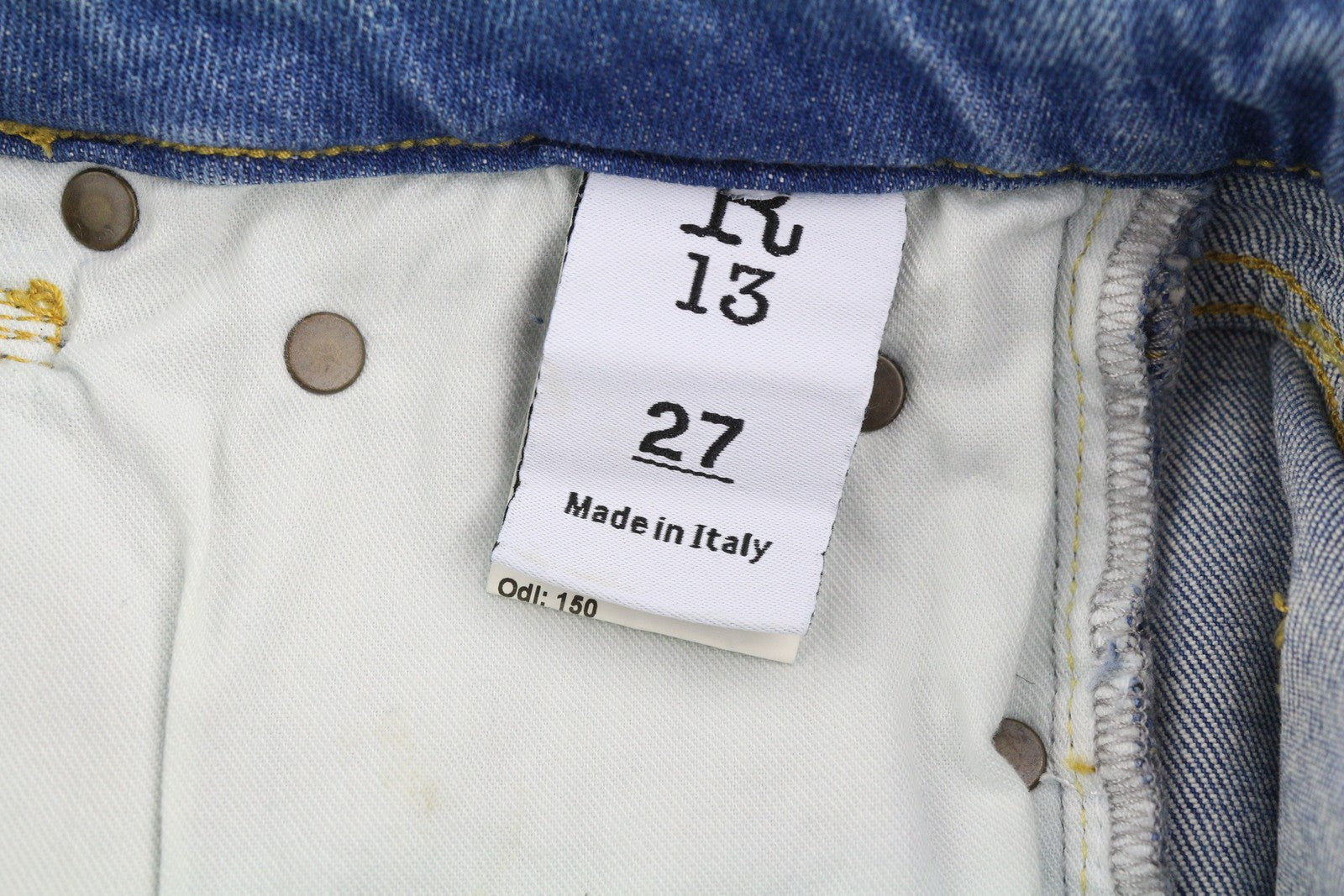 R13 Kick Women Jeans 27 Washed Blue Distress Cropped Zip Jasper Stretch RRP€695