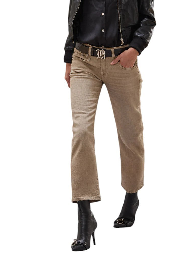 R13 Boy Straight Women Jeans 29 Washed Khaki Stretch Ankle Length Denim RRP€645